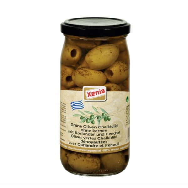 Olives vertes dénoyautées (141-160) Xenia 350g