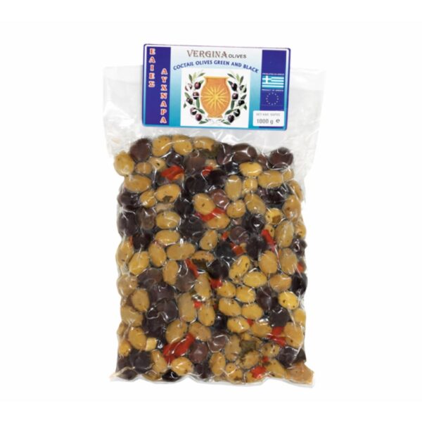 Olives cocktail Vertes et Noires piquantes (181-200) Vergina 1kg